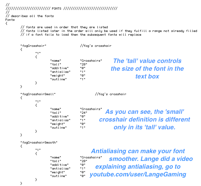 Text crosshair resizing
